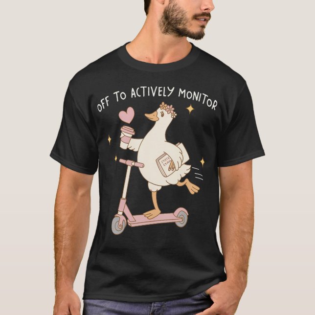 Camiseta Partir para monitorar ativamente o scooter de gans (Frente)