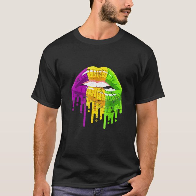 Camiseta Party Carnival Gifts Lips Mardi Gras (Frente)