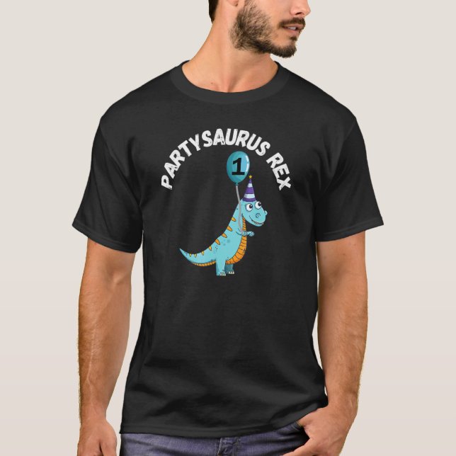 Camiseta Partysaurus Rex 1 Ano Aniversário (Frente)