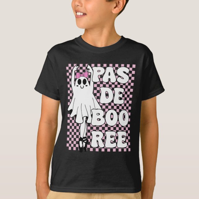 Camiseta Pas De Boo ree Funny Retro Balé Fantasmas Hallowee (Frente)