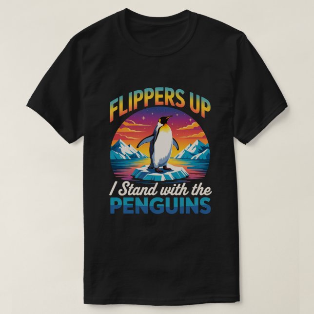 Camiseta Pás Para Cima Eu Pego Pinguins Engraçados Pingui (Frente do Design)