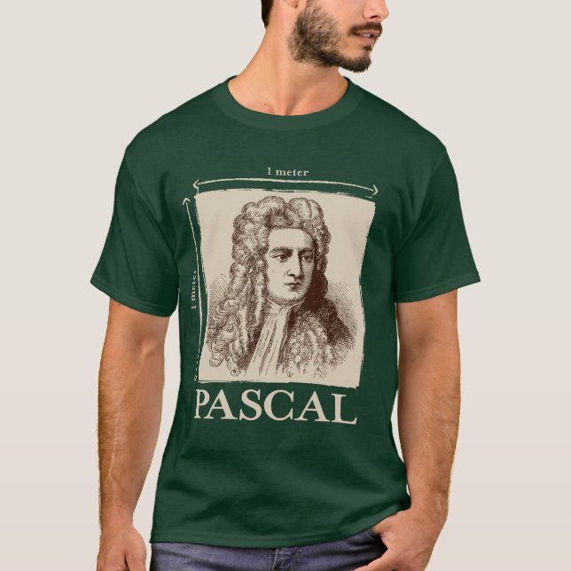 Camiseta Pascal = 1 newton por a piada quadrada da (Frente)
