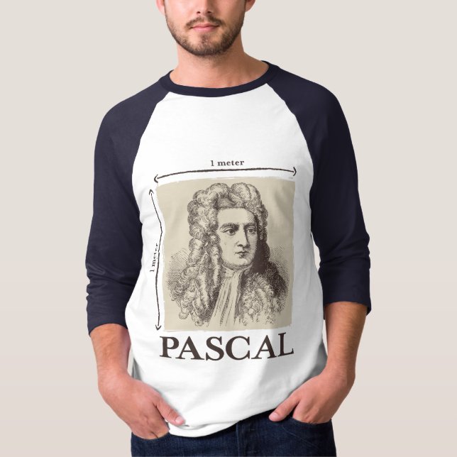 Camiseta Pascal = 1 newton por a piada quadrada da (Frente)