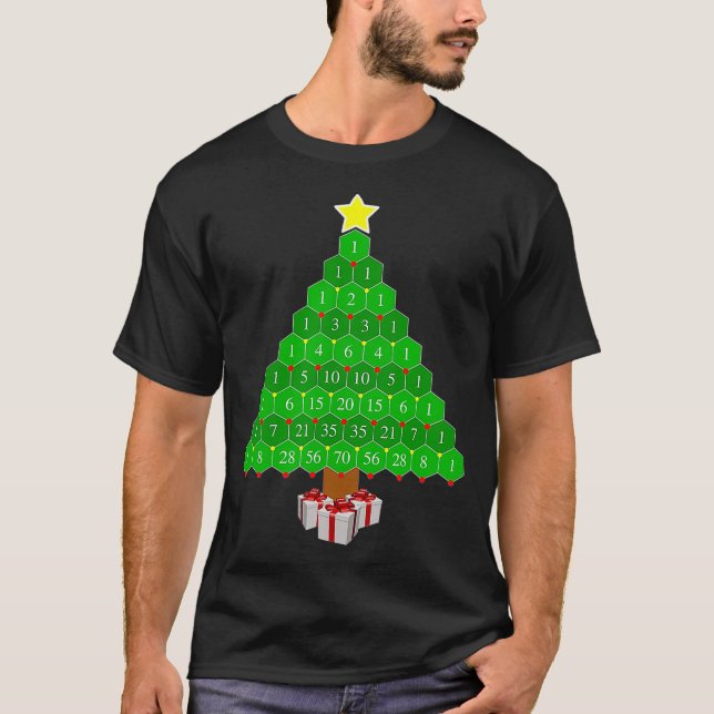 Camiseta Pascals Triangle Math Árvore de Natal  (Frente)