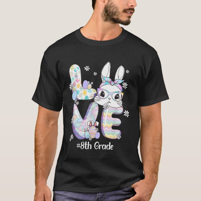 Camiseta Páscoa 8. ª série do professor Bunny Cute Face Hap (Frente)