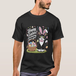 Camiseta Páscoa Alegre Algum Coelhinho Ama Você Gato Fofo C