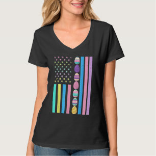 Camiseta Páscoa American Flag Outfit Easter Ovos Girl Vint