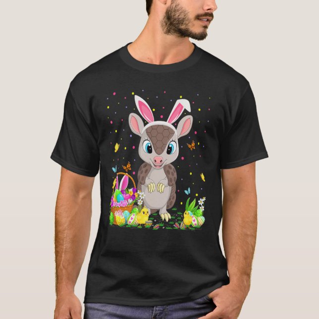 Camiseta Páscoa Armadillo Bunny Ovo Caça Armadillo Easte (Frente)