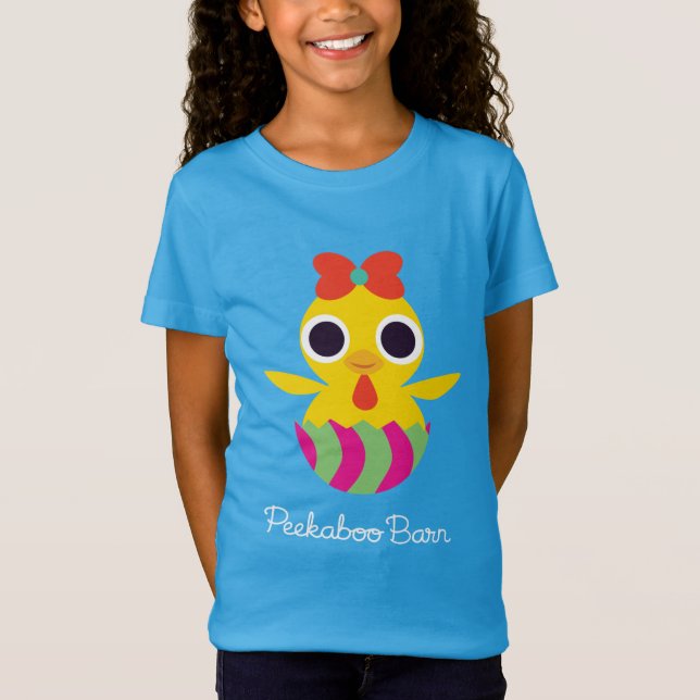 Camiseta Páscoa | Bayla do celeiro do Peekaboo o pintinho (Frente)