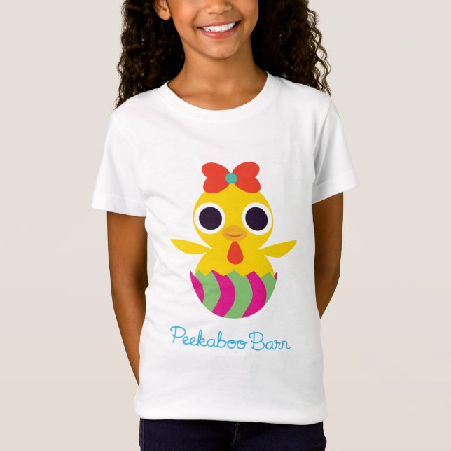 Camiseta Páscoa | Bayla do celeiro do Peekaboo o pintinho 2 (Frente)