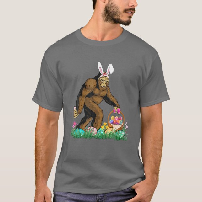 Camiseta Páscoa Bigfoot Bunny Bigfoot Caça a Felzs pascoa (Frente)