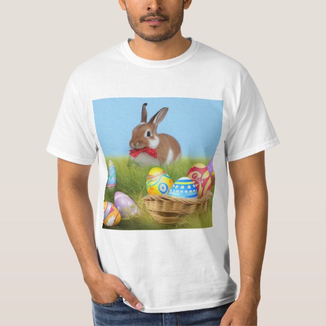 Camiseta Páscoa bonita Bunnypara um humor positivo (Frente)