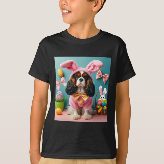 Camiseta Páscoa Bunny Cavalier King Charles Spaniel (Frente)