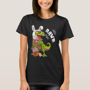 Camiseta Páscoa Bunny Dinosaur rex Ovos Meninos Miúdas Rapa