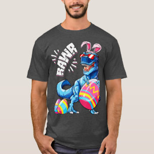Camiseta Páscoa Bunny Dinosaur T rex Ovos Meninos Rapariga