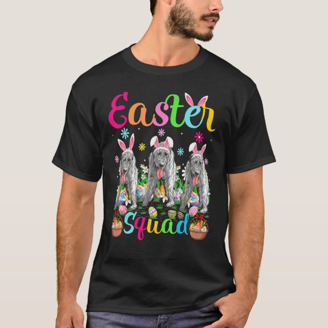 Camiseta Páscoa Bunny Ear Irish Wolfhound Dog Happy E (Frente)