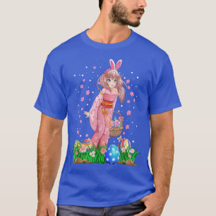 Camiseta Páscoa Bunny Ears Kawaii Japonês Anime Manga Teen