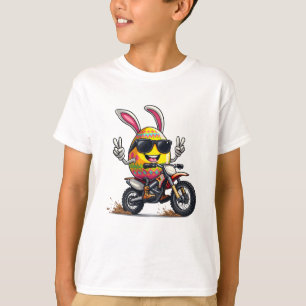 Camiseta Páscoa Bunny Motocross Rider com Ovo de Bike de Su
