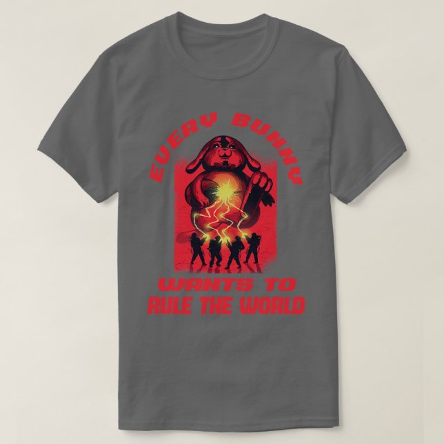 Camiseta Páscoa Bunny Quer Governar A Paz Mundial (Frente do Design)