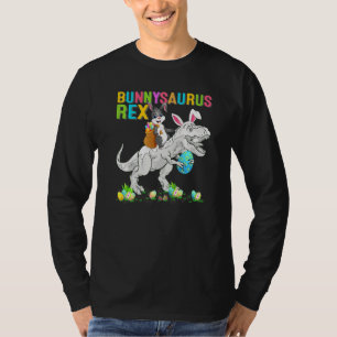 Camiseta Páscoa Bunny Riding Rex Easter Egg Bunnysaurus Rex