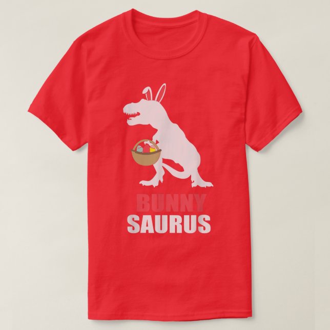 Camiseta Páscoa Bunny Saurus Tre Para Crianças Dinossauro B (Frente do Design)