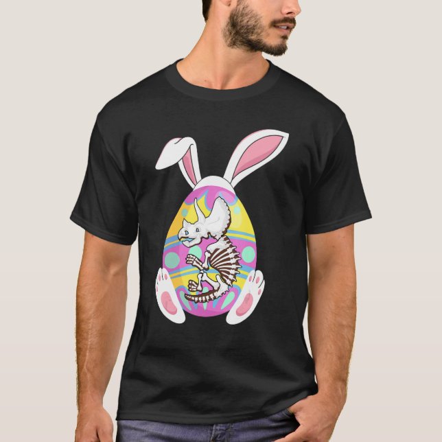 Camiseta Páscoa Bunny Triceratops Dinossauro Osauro Costume (Frente)