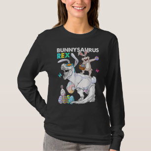 Camiseta Páscoa Bunnysaurus Rex Dino Dabbing Rabbit Boys Gi