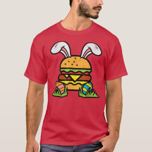 Camiseta Páscoa Burger Coelhinhos Ovos Comida Foodie Homens