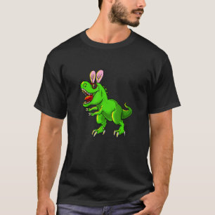 Camiseta Páscoa Coelhinha Dinossauro T-Rex Orelha Crianças