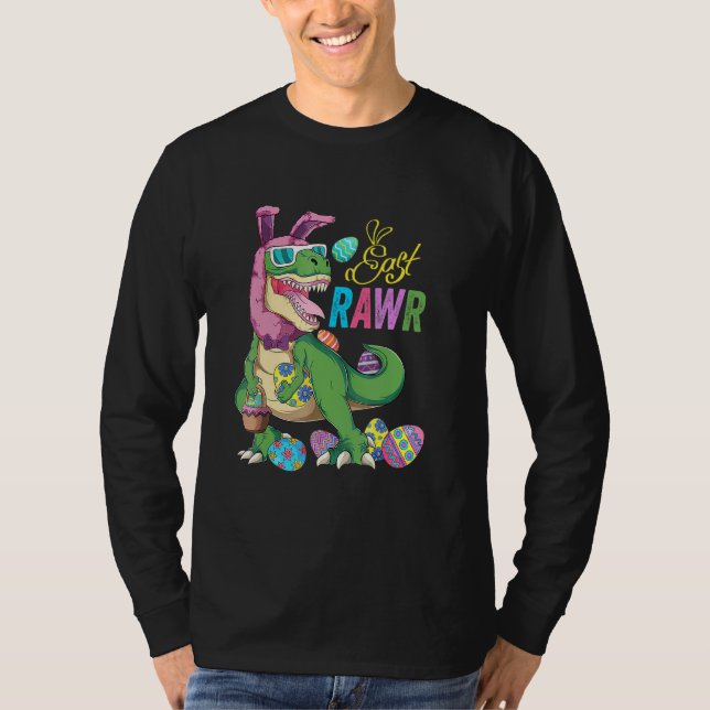 Camiseta Páscoa Coelhinho De Ovos Costume Eastrawr Rex Dino (Frente)