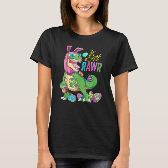 Camiseta Páscoa Coelhinhos de Ovo Costume Eastrawr Rex Dino (Frente)