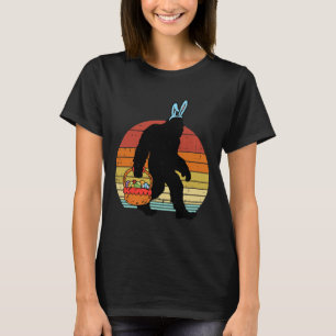 Camiseta Páscoa Coelho Bigfoot Sasquatch Ovos Retro Homens 