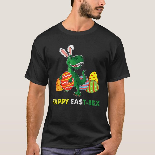 Camiseta Páscoa Coelho Leste-Rex Dinossaur Egg Happy Eastra (Frente)