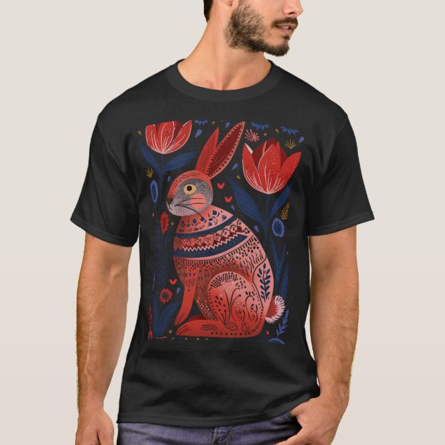 Camiseta Páscoa Coelho Primavera Coelho Norueguês Escandina (Frente)