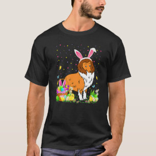 Camiseta Páscoa Collie Dog Bunny Ovo Caçando Páscoa Collie