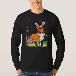 Camiseta Páscoa Collie Dog Bunny Ovo Caçando Páscoa Collie