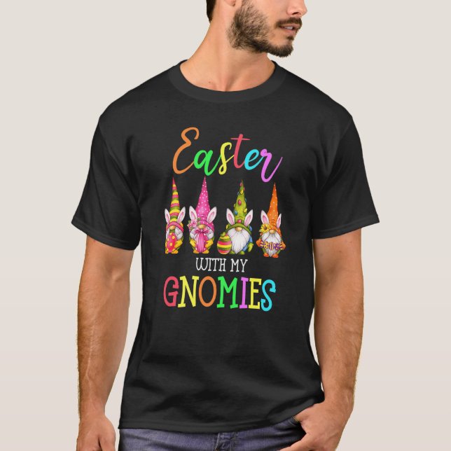 Camiseta Páscoa Com Os Meus Felzs pascoa De Gnomias Coelhos (Frente)