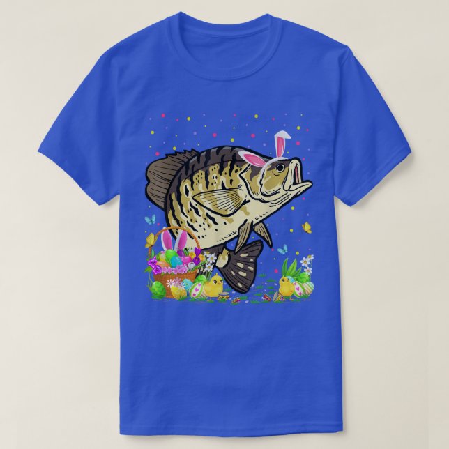 Camiseta Páscoa Crappie Fish Bunny Ovo Caça Crappie East (Frente do Design)