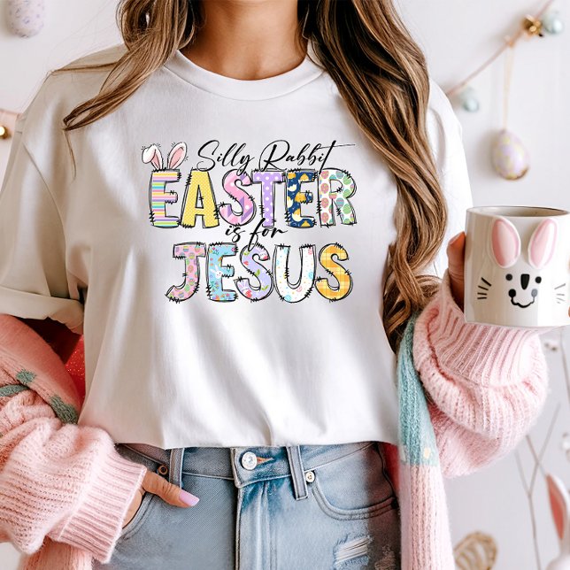 Camiseta Páscoa Cristã Divertida, coelho Bobo, é para Jesus (Criador carregado)