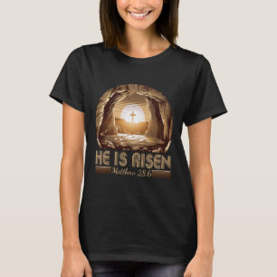 Camiseta Páscoa Cristã Ele Ressuscitou Jesus Túmulo Vazio H
