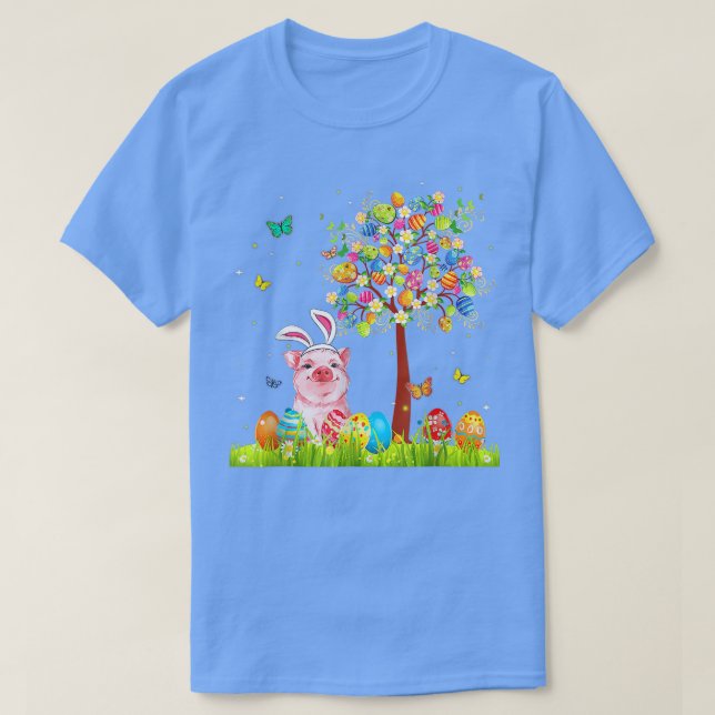 Camiseta Páscoa de Árvore de Ovos de Páscoa Coelhinhos (Frente do Design)