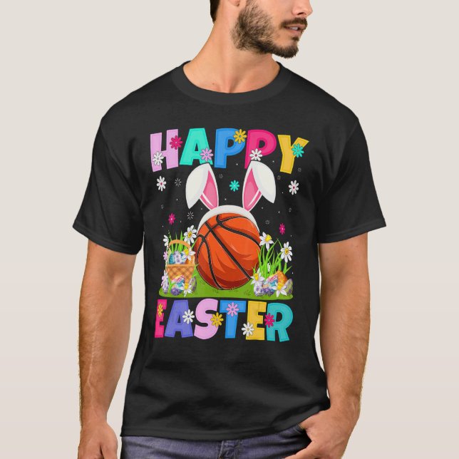 Camiseta Páscoa de basquetebol Felz pascoa Bunny Basball (Frente)