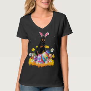 Camiseta Páscoa de Cachorro Doberman Engraçado Páscoa Domin