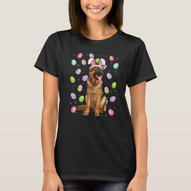 Camiseta Páscoa de Cães Engraçado de Ovo Funny German sheph (Frente)
