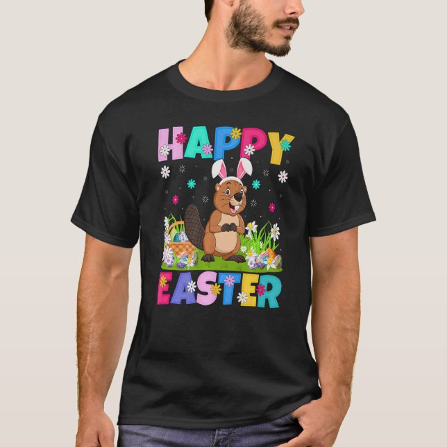 Camiseta Páscoa de castores de coelho de Felz pascoa de cas (Frente)