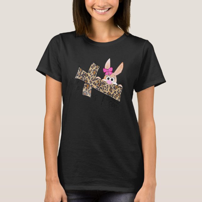 Camiseta Páscoa de Christian, Risen Leopard Bunny Fait (Frente)