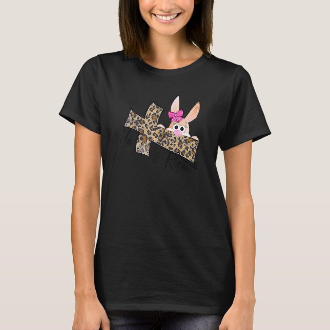 Camiseta Páscoa de Christian, Risen Leopard Bunny Fait (Frente)