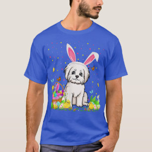 Camiseta Páscoa De Coelhinho De Cachorro Maltês Caçando Ovo