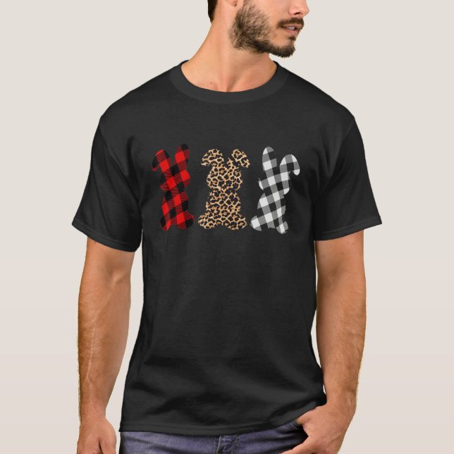 Camiseta Páscoa de coelho Xadrez-leopardo Buffalo Páscoa de (Frente)