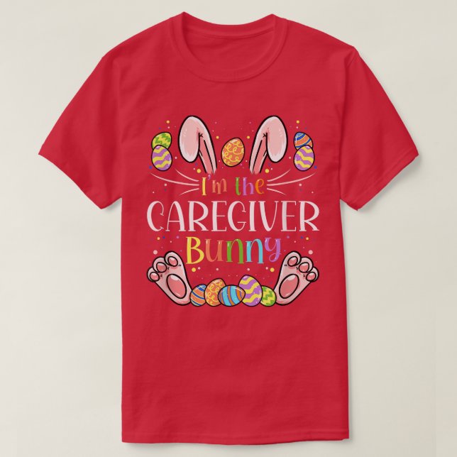 Camiseta Páscoa de cuidador, Festa da Família Coelhinha  (Frente do Design)